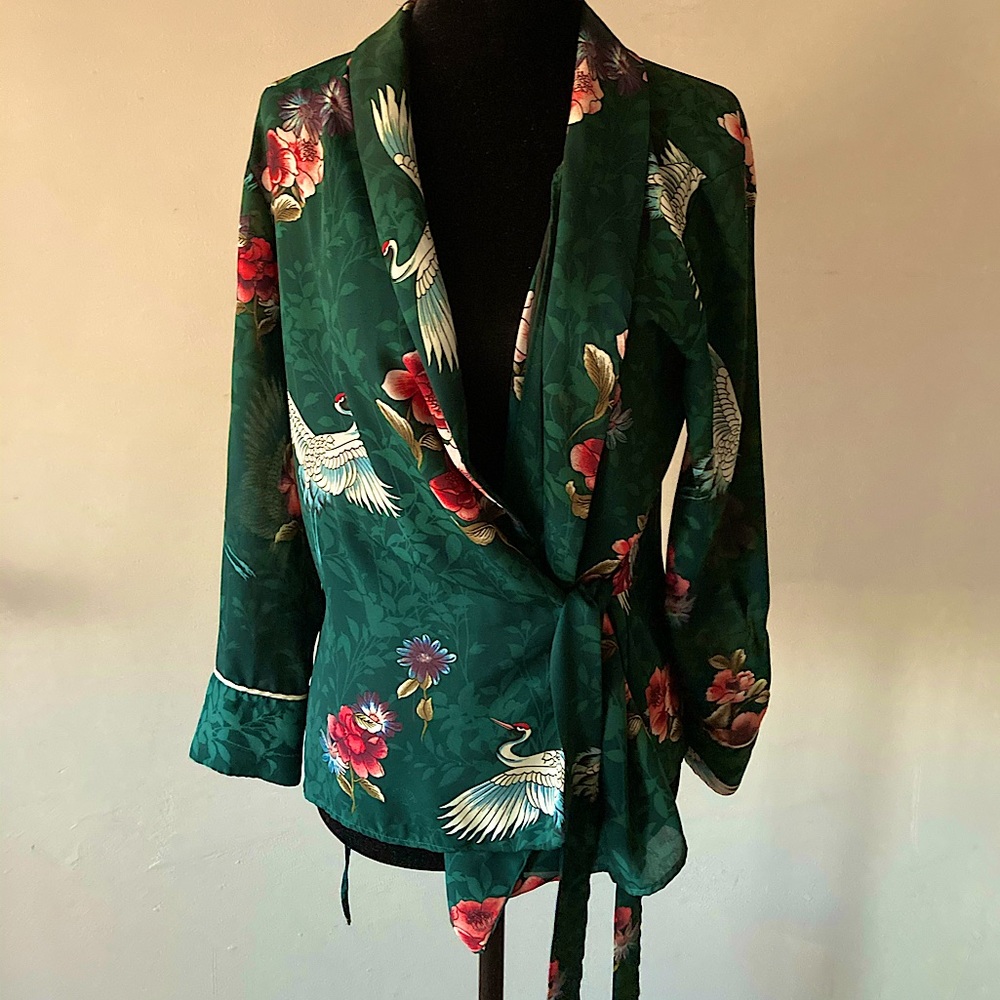 ZARA Swan Floral Blouse/Wrap Blazer ( 3/4 Sleeve )